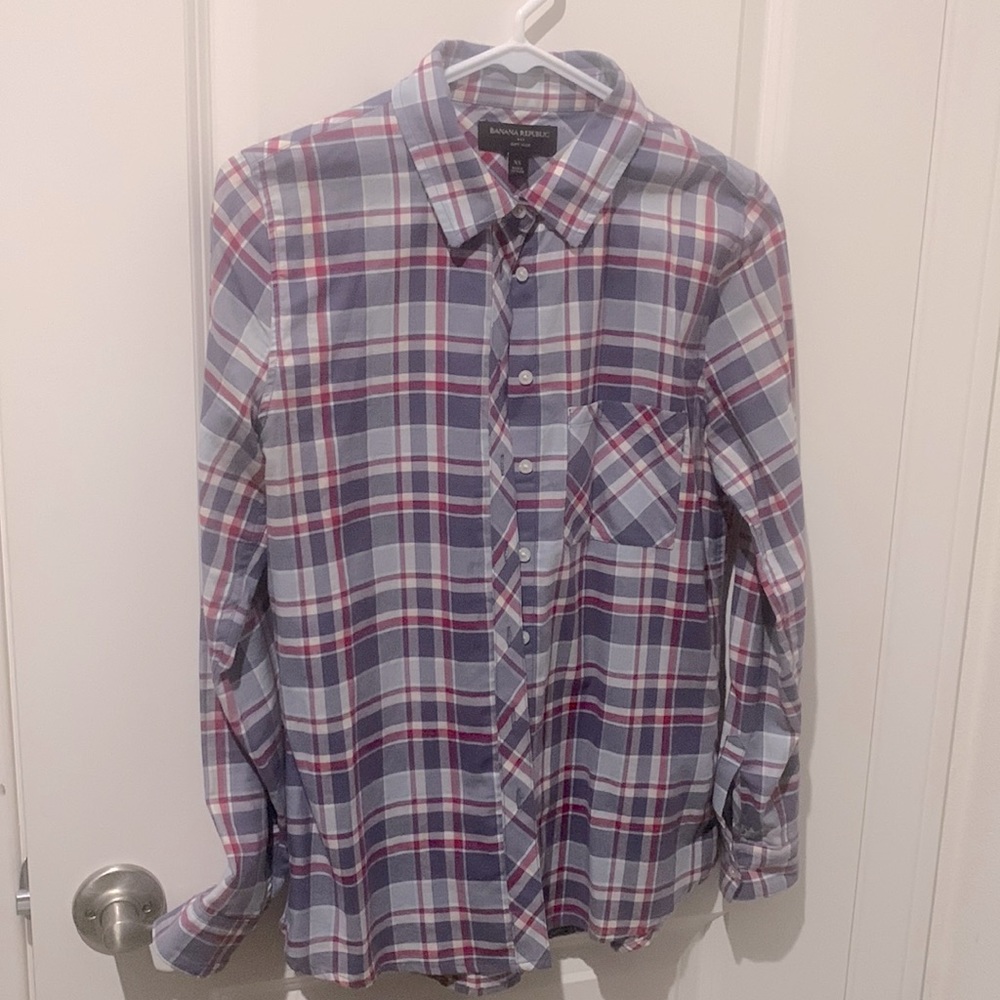 Banana Republic Plaid Blouse Size XS